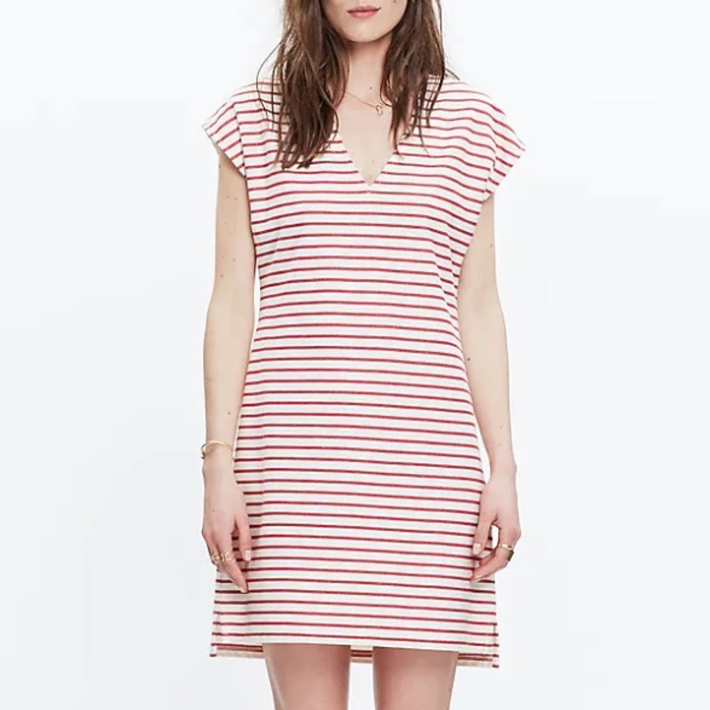 Madewell Striped Vacancies Nautical Cotton Shift Dress Red White Women’s XXS